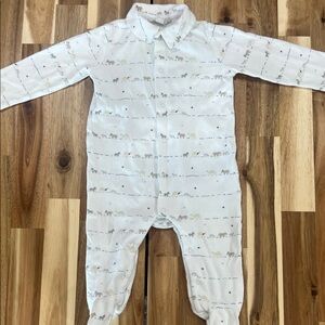 The Little White Company London Onesie with Animal Print 6-9 month